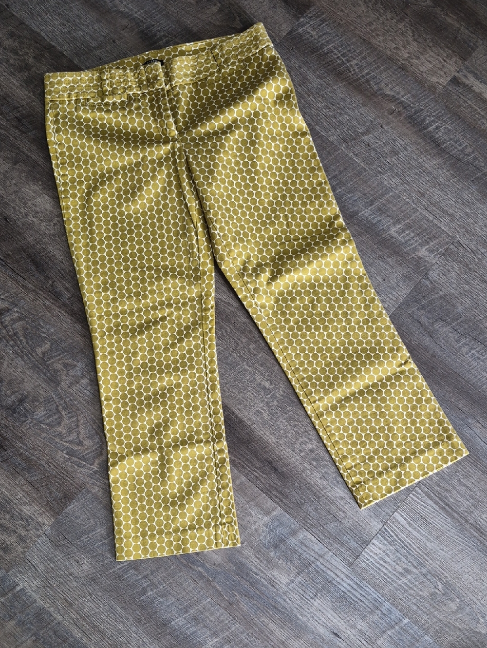 J. Crew Yellow Polka Dot Lined Cropped Slacks